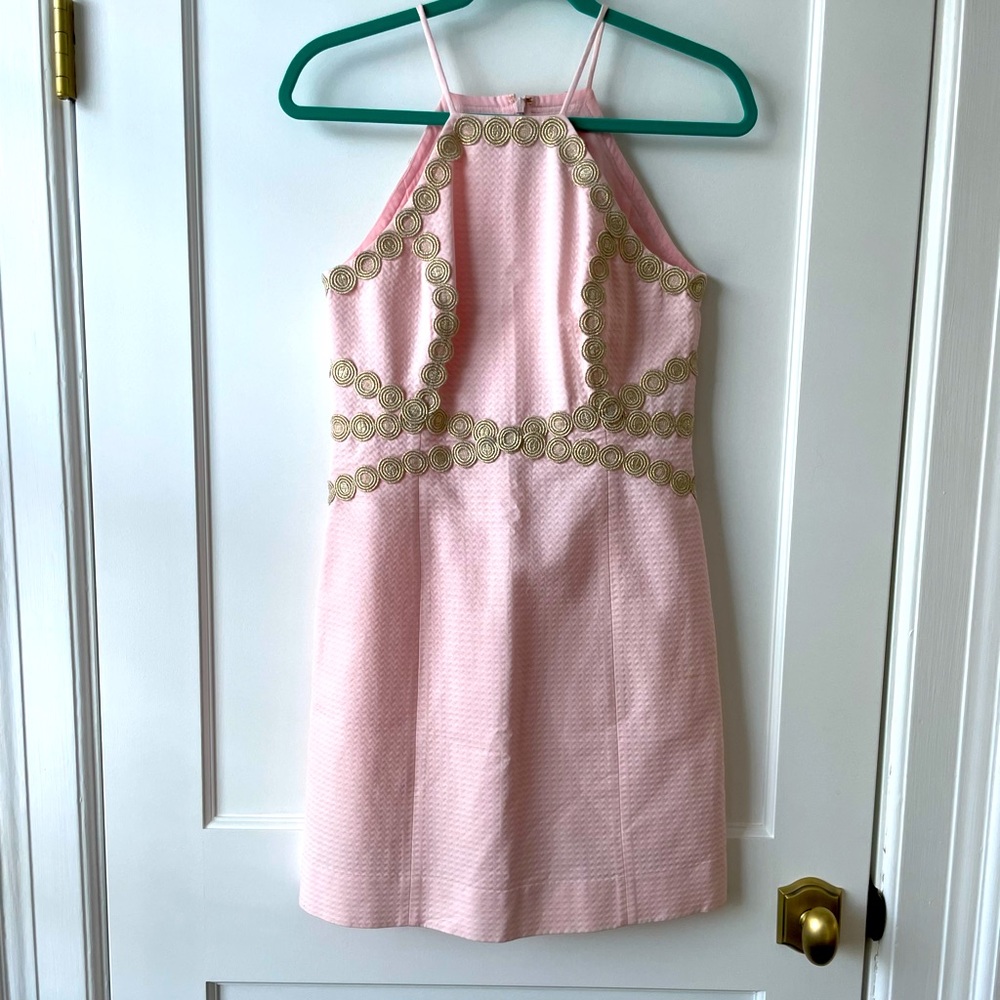 Lilly Pulitzer Size 2 pink & gold cocktail dress